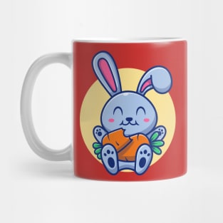 Cute Rabbit Eating Carrot Cartoon Mug